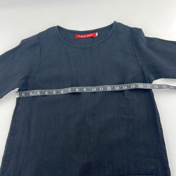 Pyne and Smith dress European flax linen in Black muted minimal capsule casual - Picture 4 of 8